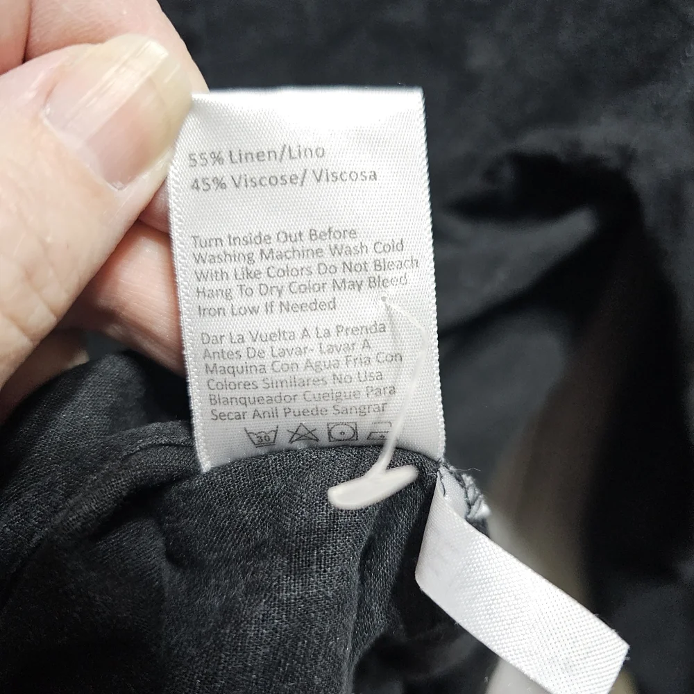 Risen Los Angeles Women's Black Linen Blend Relaxed Fit Button Up Shirt Size M/L - Picture 13 of 14